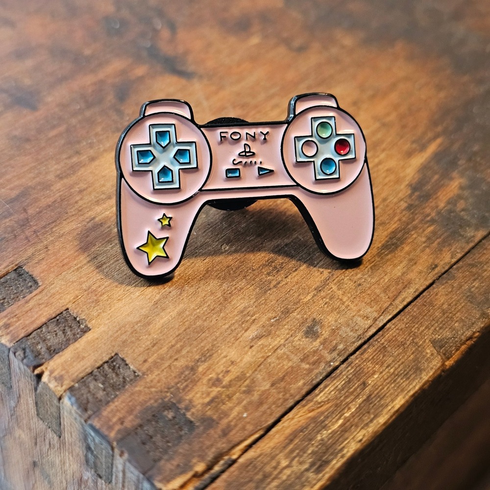 Video Game Controller Lapel Pin Unisex OS Pink Fony Parody Soft Enamel